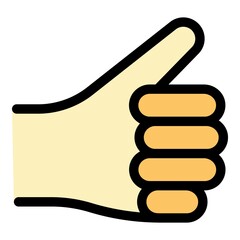 Poster - Hand gesture thumb up icon. Outline Hand gesture thumb up vector icon color flat isolated