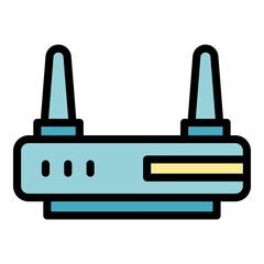 Poster - Wifi router interface icon. Outline Wifi router interface vector icon color flat isolated