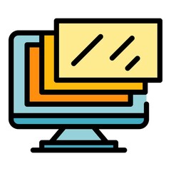 Poster - Monitor web interface icon. Outline Monitor web interface vector icon color flat isolated