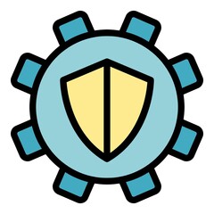 Poster - Secured gear interface icon. Outline secured gear interface vector icon color flat isolated