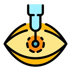 Sticker - Optometry laser procedure icon. Outline Optometry laser procedure vector icon color flat isolated