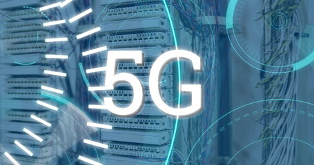 Poster - 5G written in the middle of a futuristic circles 4k