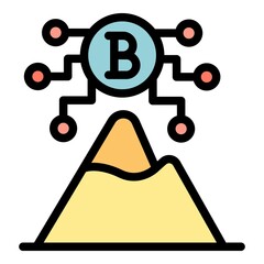 Poster - Blockchain mountain icon. Outline Blockchain mountain vector icon color flat isolated
