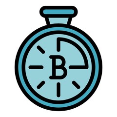 Poster - Blockchain stopwatch icon. Outline Blockchain stopwatch vector icon color flat isolated