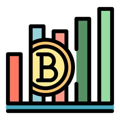Poster - Blockchain graph chart icon. Outline Blockchain graph chart vector icon color flat isolated