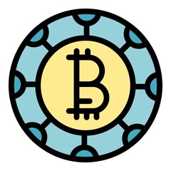 Poster - Bitcoin icon. Outline Bitcoin vector icon color flat isolated