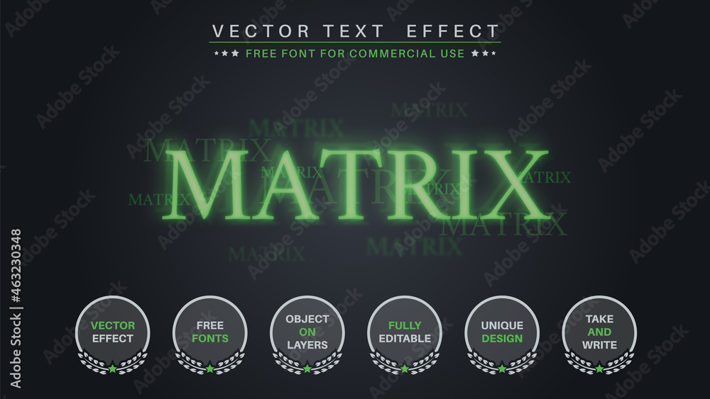 Matrix - Editable Text Effect, Font Style Stock Vector | Adobe Stock