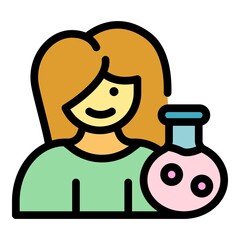 Poster - Research scientist icon. Outline Research scientist vector icon color flat isolated