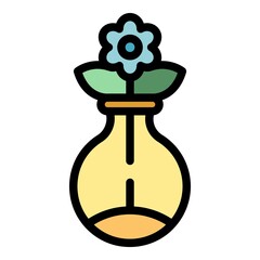 Poster - Scientist flower flask icon. Outline Scientist flower flask vector icon color flat isolated
