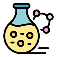 Poster - Scientist flask icon. Outline scientist flask vector icon color flat isolated