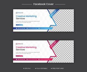 Poster - Digital marketing or creative marketing facebook cover and web banner vector design template, Digital marketing business social media cover post illustration