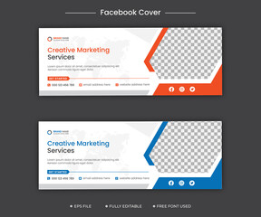 Poster - Digital marketing or creative marketing facebook cover and web banner vector design template, Digital marketing business social media cover post illustration