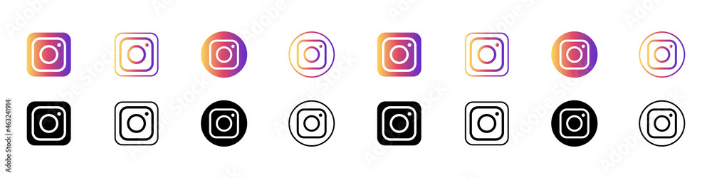 Set of vector instagram social network icons on isolated background ...