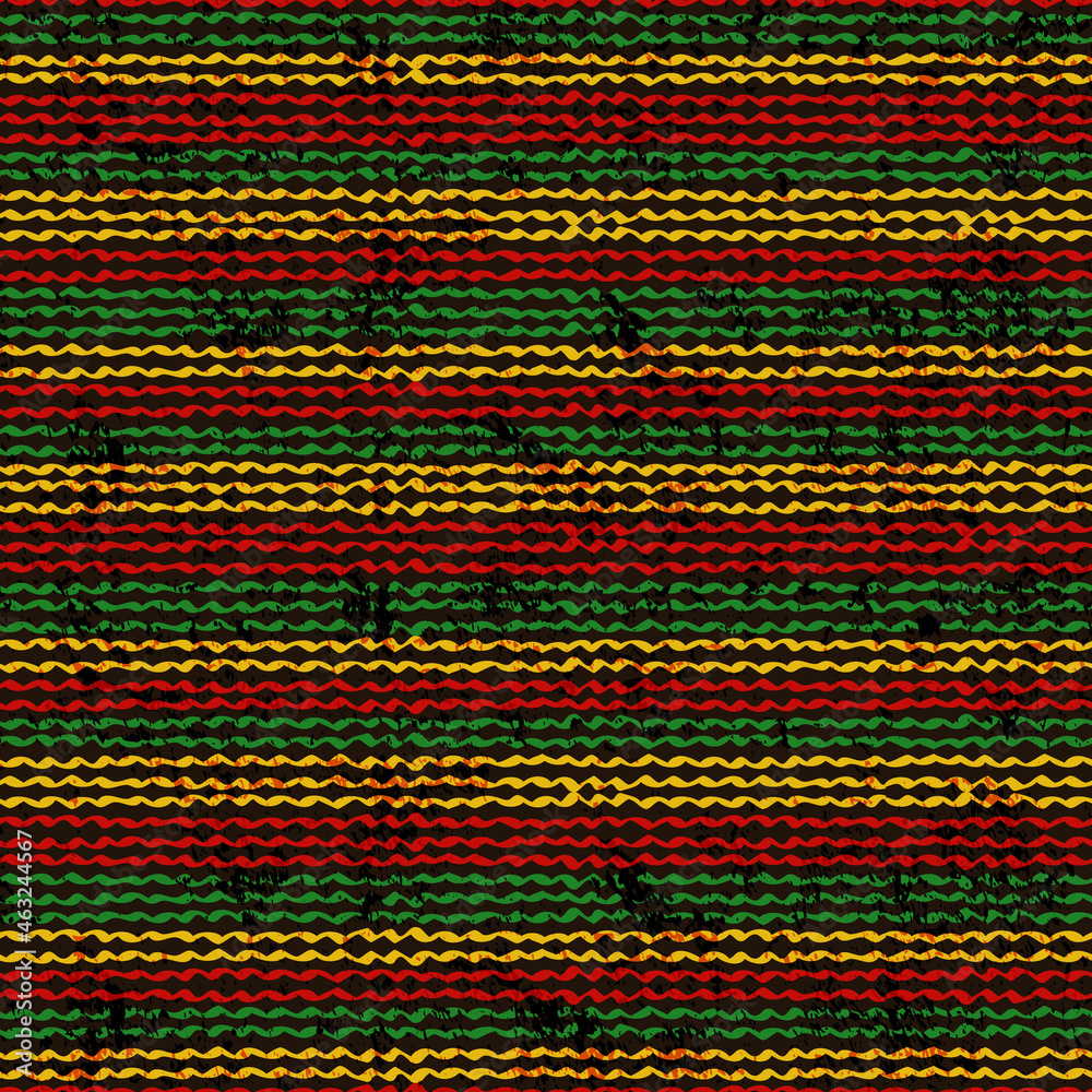 Rasta Color String Seamless Pattern with Knitted Striped Ornament of Rasta Colors. Vector ...