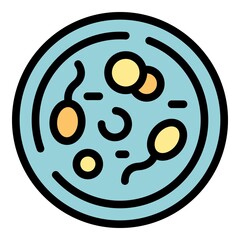 Poster - Laboratory petri dish icon. Outline laboratory petri dish vector icon color flat isolated