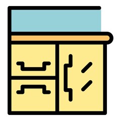 Poster - Kitchen furniture icon. Outline kitchen furniture vector icon color flat isolated