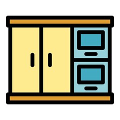 Poster - Interior kitchen cabinet icon. Outline interior kitchen cabinet vector icon color flat isolated
