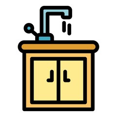 Poster - Sink cabinet icon. Outline sink cabinet vector icon color flat isolated