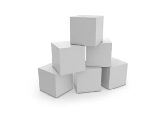 3D illustration of a blank Cubes Display or Totem for action at the point of sale