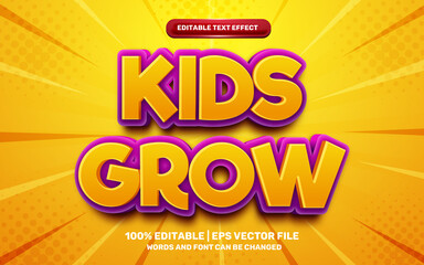 Canvas Print - kids grow comic game 3d editable text effect