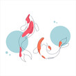 Abstract background of carp koi fish in a continuous single-line pattern. One line hand drawing vector illustration