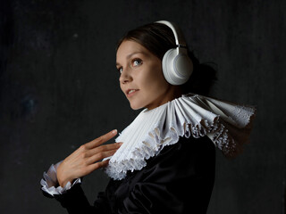 Classics are eternal, art is timeless. young woman in medieval collar