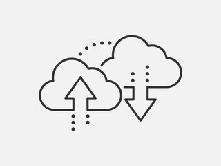 Poster - Technology icon vector cloud computing connection. Big data global server. Line design symbol.