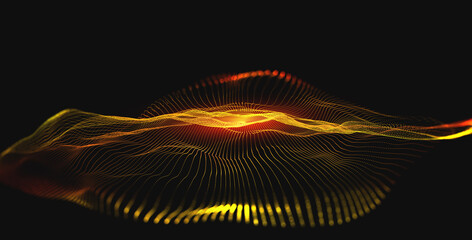 Poster - Digital mind concept. Abstract cyber synthetics 3D illustration. Funnel, whirlpool, big data flow. High-tech analytics and business strategy