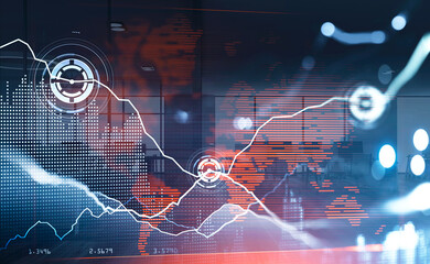 Poster - Digital interface with circle holograms connected with line