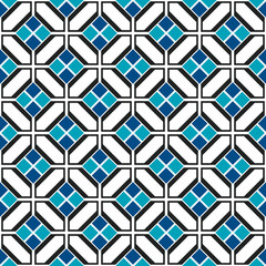 Poster - Blue tiles in a diagonal arrangement with a white background. Vector and seamless pattern.