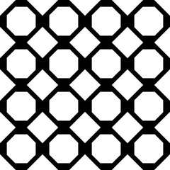Poster - White diamonds and squares alternate to create a pattern. Seamless and vector pattern with black background.