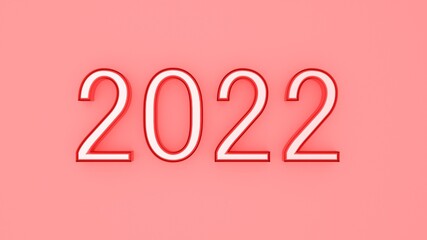 Poster - Pink number 3d 2022 on a pink background. New Year. Christmas. Rendering.