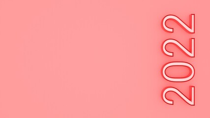 Poster - Pink number 3d 2022 on a pink background. New Year. Christmas. Rendering.
