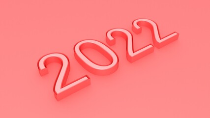 Poster - Pink number 3d 2022 on a pink background. New Year. Christmas. Rendering.