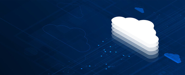 Cloud technology. Integrated digital web concept background