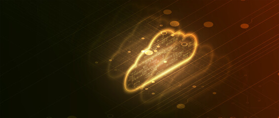 Cloud technology. Integrated digital web concept background