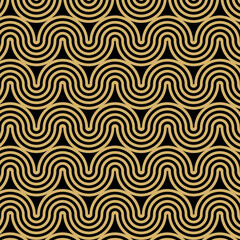 Aufkleber - Background pattern seamless colorful design of golden and black wavy line. Geometric abstract luxury color vector pattern. Luxury creative Christmas print.