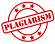 Vector illustration of a red badge with a word PLAGIARISM to evaluate the content as plagiarised