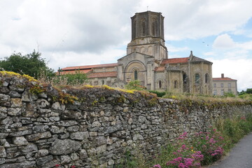 Wall Mural - old stone church and wall in france