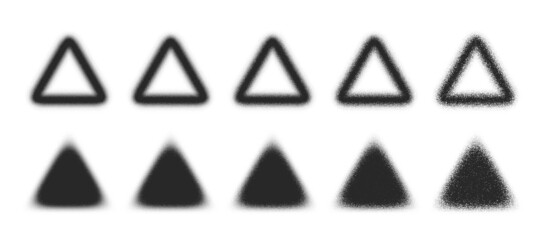 Sticker - Stippled Triangles Hand Drawn Dotwork Vector Blurred Abstract Shapes Set Different Variations Isolated On White Background. Various Degree Black Noise Texture Dotted Rounded Design Elements Collection