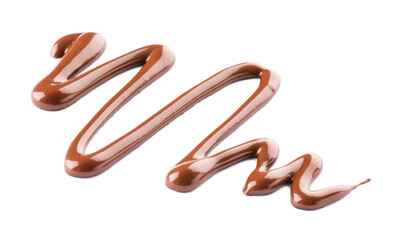 Wall Mural - Chocolate syrup zigzag on white background