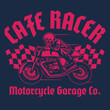 © bazzier - Cafe racer skull motorcycle shirt design
