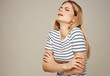 © SHOTPRIME STUDIO - pretty woman in striped t-shirt frustration emotion displeasure