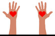 © Petar - We spread love, red hearts in hands, vector