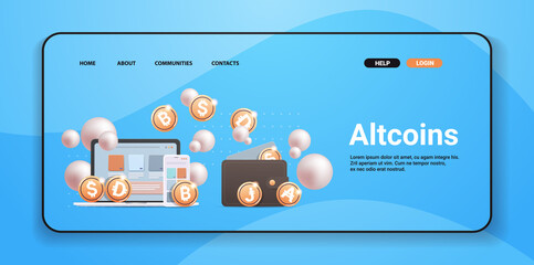 Poster - crypto wallet with golden coins cryptocurrency blockchain technology digital currency concept