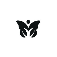 Vector Butterfly Template Concept Logo Design Leaves Health Symbol