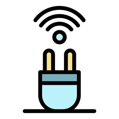 Poster - Smart plug icon. Outline smart plug vector icon color flat isolated