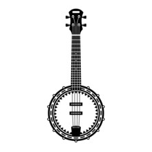 Banjo Musical Instrument In Monochrome Style Isolated On White Background Vector Illustration