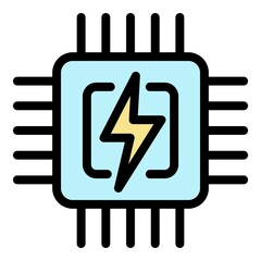 Poster - Smart home processor icon. Outline smart home processor vector icon color flat isolated