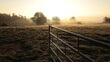 © Jacques - A farm fence in a misty morning light